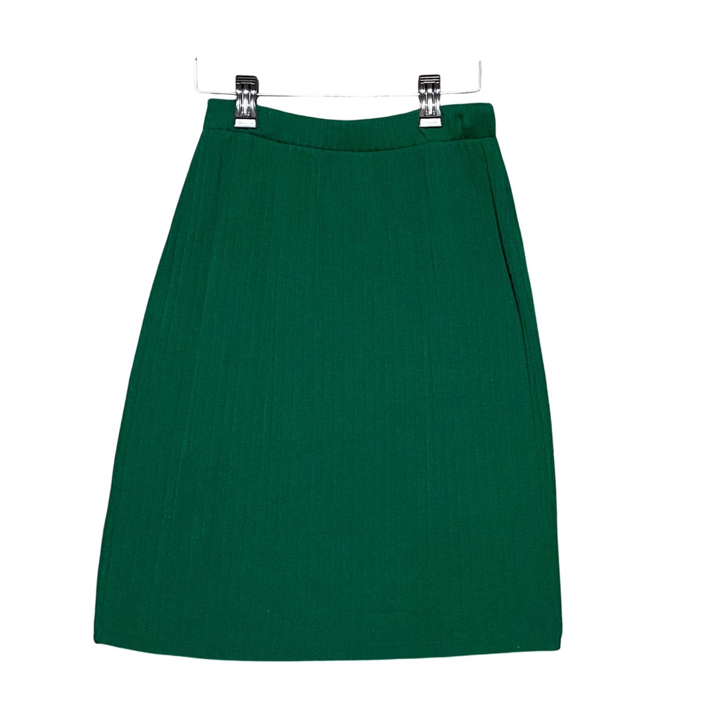 Sag Harbor Petite 3pc Cardigan Striped Top Skirt Set Pine Green Vintage NWT S/M - Picture 14 of 16